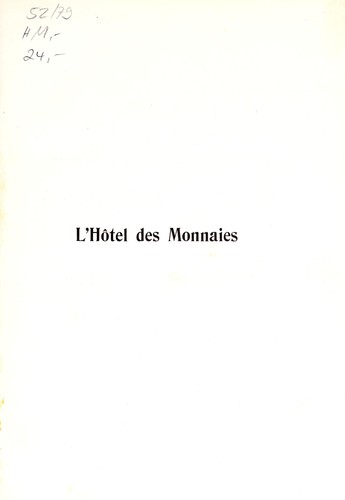Cover for L' Hôtel des monnaies