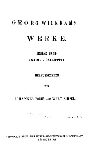 Cover for Georg Wickrams Werke