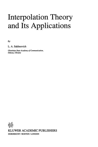 Cover for Interpolation Theory and Its Applications