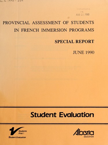 Cover for Provincial assessment of students in French immersion programs