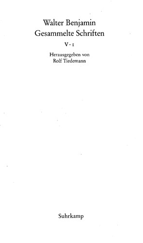 Cover for Gesammelte Schriften V. Das Passagen- Werk. 2 Bde.