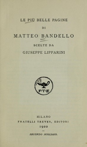 Cover for Le più belle pagine di Matteo Bandello