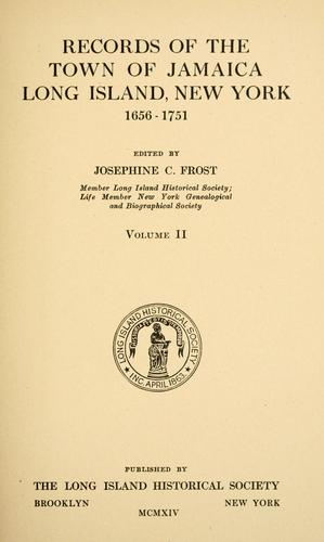 Cover for Records of the town of Jamaica, Long Island, New York, 1656-1751
