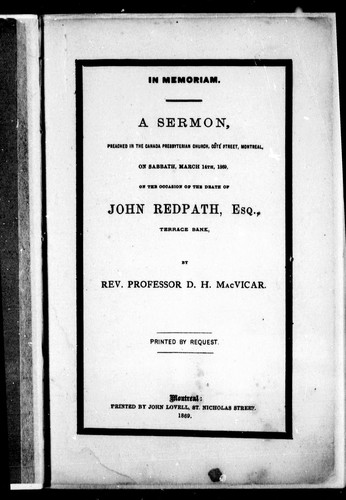 Cover for A sermon