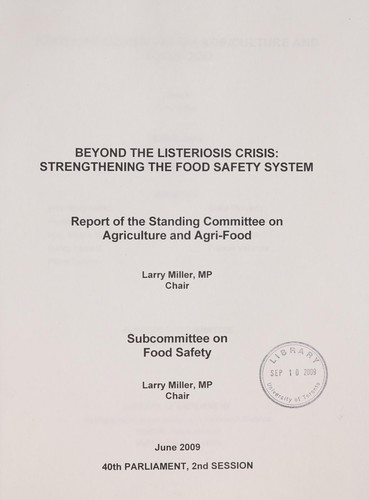 Cover for Beyond the listeriosis crisis
