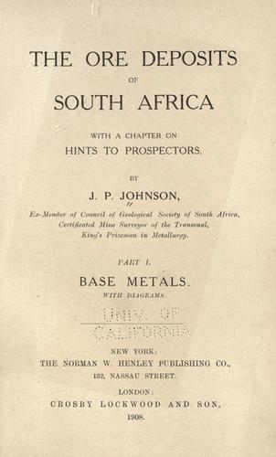 Cover for The ore deposits of South Africa