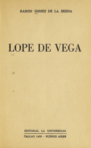 Cover for Lope de Vega