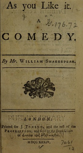 Cover for As you like it