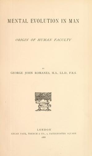 Cover for Mental evolution in man