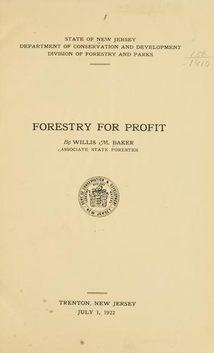 Cover for Forestry for profit