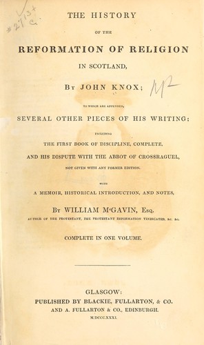Cover for The history of the Reformation of religion in Scotland