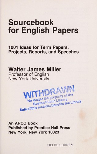 Cover for Sourcebook for English papers