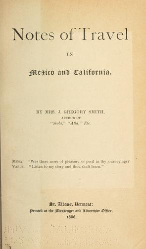 Cover for Notes of travel in Mexico and California.