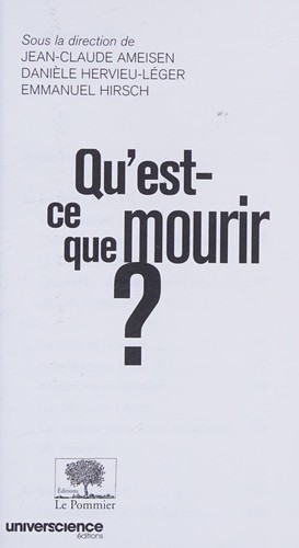 Cover for Qu'est-ce que mourir?