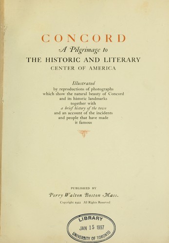 Cover for Concord; a pilgrimage to the historic and literary center of America