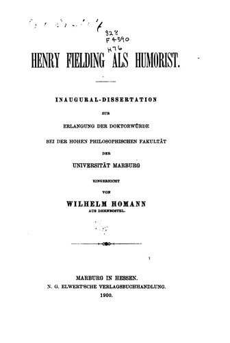 Cover for Henry Fielding als humorist ...