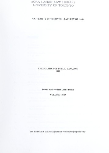 Cover for The politics of public law, 290S