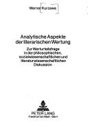 Cover for Analytische Aspekte der literarischen Wertung