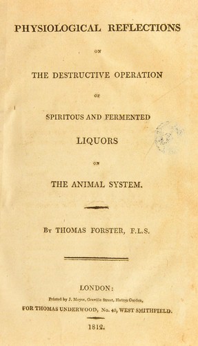 Cover for Physiological reflections on the destructive operation of spiritous and fermented liquors on the animal system