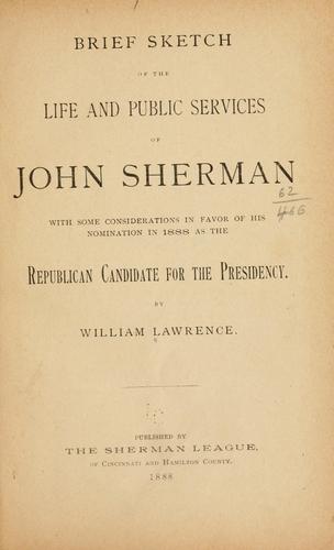 Cover for Brief sketch of the life and public services ofJohn Sherman