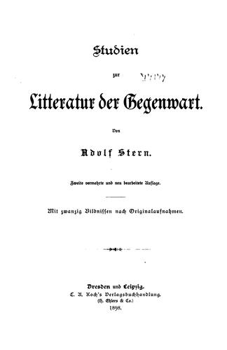 Cover for Studien zur Litteratur der Gegenwart