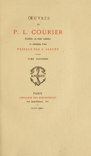 Cover for Oeuvres complètes de P.-L. Courier