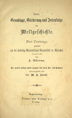 Cover for Ueber Grundlage, Gliederung und Zeitenfolge der Weltgeschichte