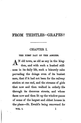 Cover for From thistles - grapes?
