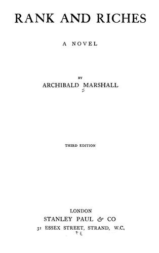 Cover for Rank and riches