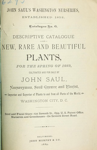 Cover for John Saul's catalogue of plants for the spring of 1889