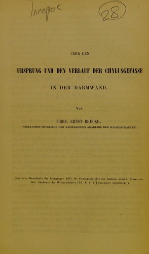 Cover for Über den Ursprung und den Verlauf der Chylusgefässe in der Darmwand