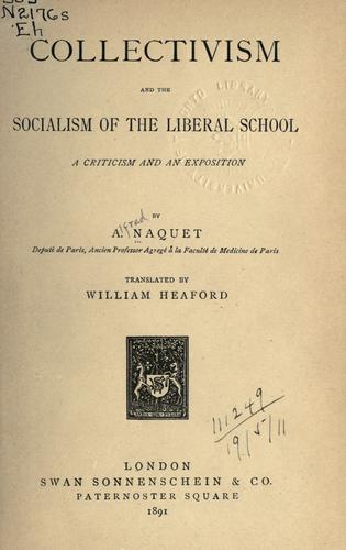 Cover for Collectivism and the socialism of the liberal school