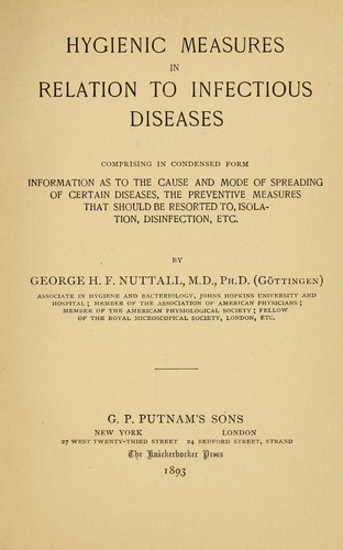 Cover for Hygienic measures in relation to infectious diseases