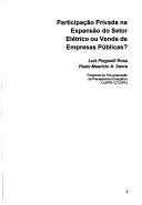Cover for Participação privada na expansão do setor elétrico ou venda de empresas públicas?