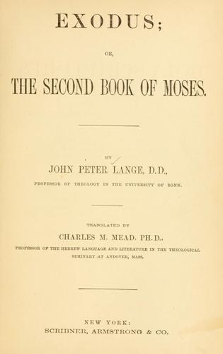 Cover for Exodus;or, the second book of Moses