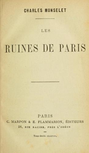 Cover for Les ruines de Paris.