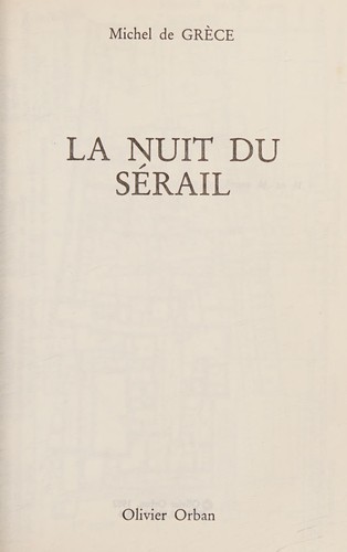 Cover for La nuit du sérail