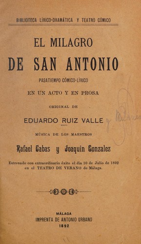 Cover for El milagro de San Antonio