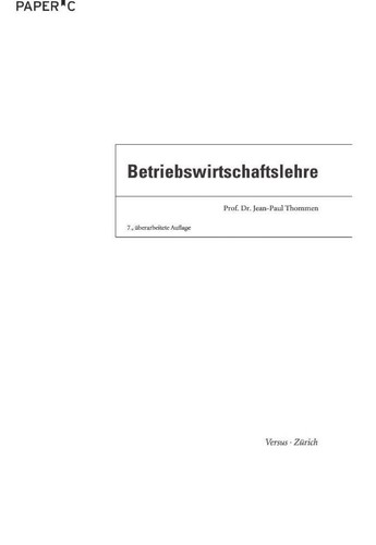 Cover for Betriebswirtschaftslehere