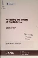 Cover for Assessing the effects of tort reforms