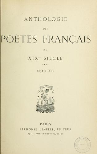 Cover for Anthologie des poètes français du XIXème siècle