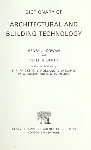 Cover for Dictionary of architectural and building technology