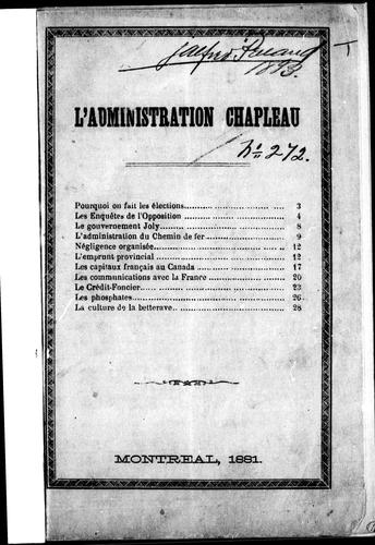 Cover for L' Administration Chapleau