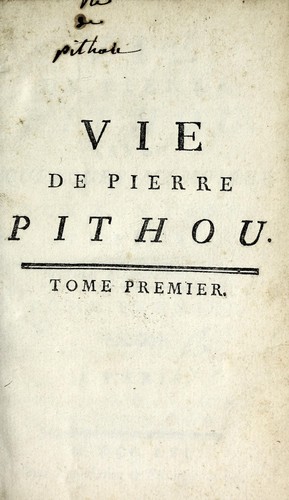 Cover for Vie de Pierre Pithou