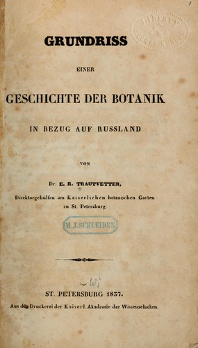 Cover for Grundriss einer Geschichte der Botankik in bezug auf Russland