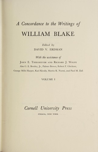 Cover for A concordance to the writings of William Blake