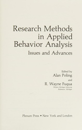 Cover for Research Methods in Applied Behavior Analysis