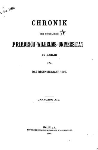 Cover for Chronik fur das Rechnungsjahr