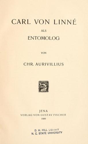Cover for Carl von Linné als Entomolog