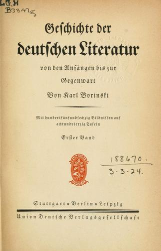 Cover for Geschichte der deutschen Literatur von den Anfängen bis zur Gegenwart.